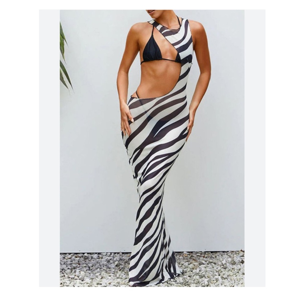 MESH ZEBRA MAXI DRESS